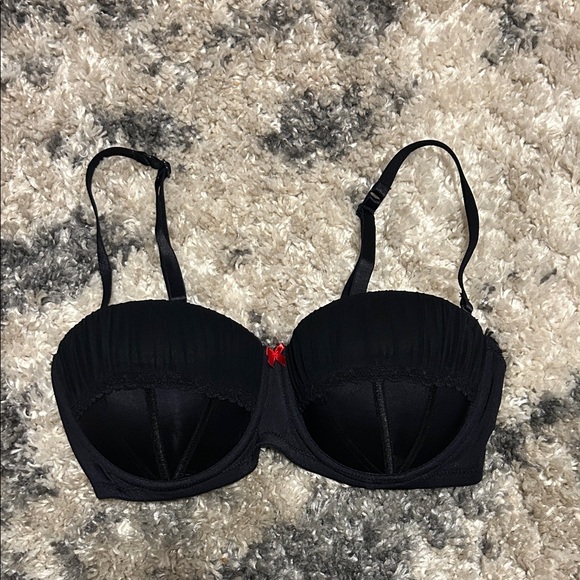 Simply Styled Other - Simply Styled Black Balconette Bra with Red Bow Accent